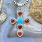 Native American Sterling Silver Turquoise & Amber Cross Pendant For Women