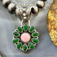 Native American Sterling Silver Pink Conch &Chalcedony Cluster Pendant For Women