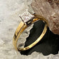 14K Two Tone Gold Solitaire Princes Cut Diamond Ring Size 8.75 For Women