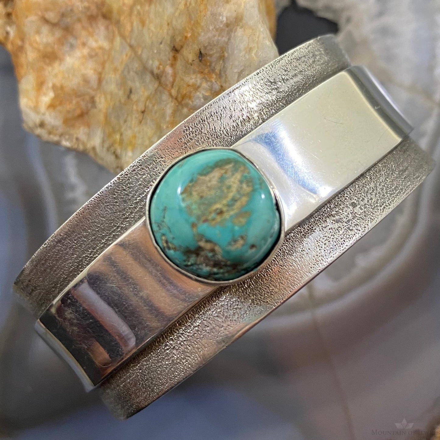 Tawney Cruz-Willie Native American Sterling Overlay Round Turquoise Bracelet