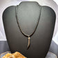 Hematite Beads with Hematite Fang Pendant Unisex 16" Necklace