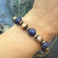 Southwestern Style Copper 10mm Navajo Pearl Beads&10mm Charoite Stretch Bracelet For Women