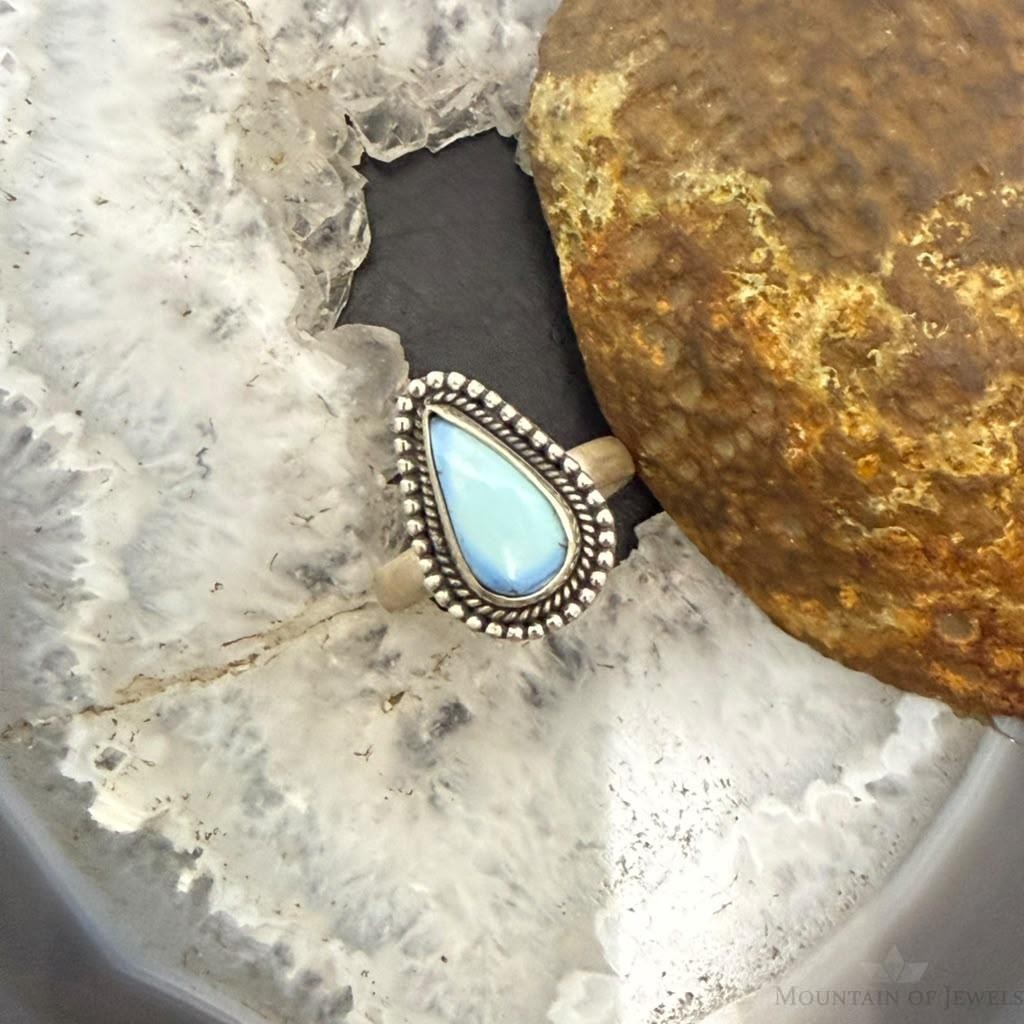 Sterling Silver Southwestern Style Teardrop Golden Hill Turquoise Adjustable Ring For Women #1