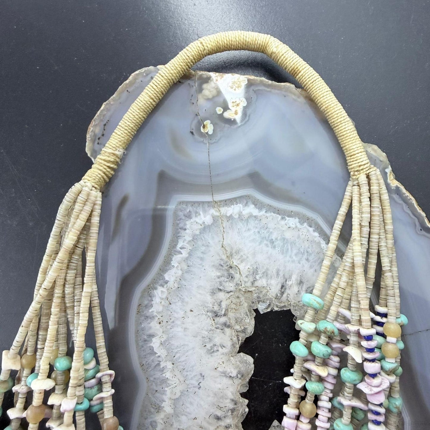 Vintage Native American 10 Strands Heishi and Multistone 30" Necklace For Women