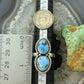 Sterling Silver Southwestern Style 2 Golden Hill Turquoise Ring Size 8.75 For Womenize