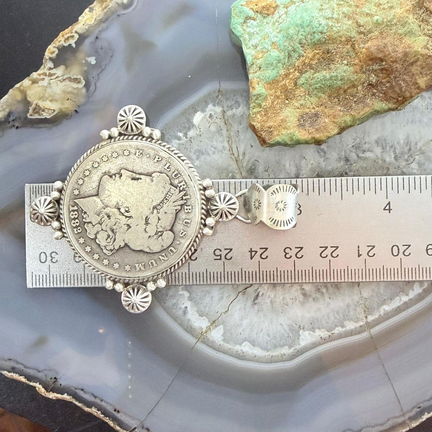 Genuine 90% Silver 1882 US Morgan Dollar Decorated Unisex Pendant