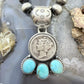 Genuine 1943 90% Silver Mercury Dime Coin w/Teardrop Turquoise Decorated Pendant