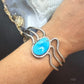 Vintage Native American Sterling Silver Turquoise 3 Banded Bracelet For Women