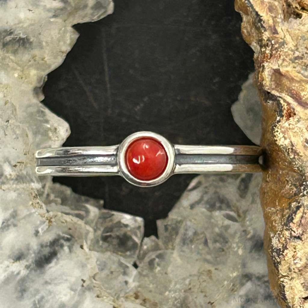 Carolyn Pollack Sterling Silver Rounde Small Red Jasper Ring Size 8 For Women