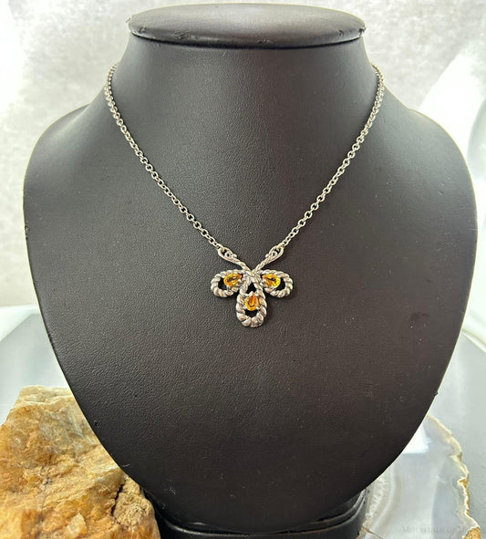 Carolyn Pollack Vintage Sterling Silver Twisted Rope w/Citrine 18"-20" Necklace For Women