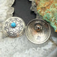 Native American Sterling Silver Stamped Rounded Concho w/Turquoise Stud Earrings For Women