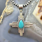 Sterling Silver Southwestern Style Teardrop Turquoise Unisex Zia Pendant