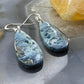 Sterling Silver Elongated Teardrop Blue Ice Jasper Slab Dangle Earrings For Women #205