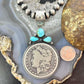 Genuine 1884 90% Morgan Silver Dollar Coin Golden Hill Turquoise Unisex Pendant