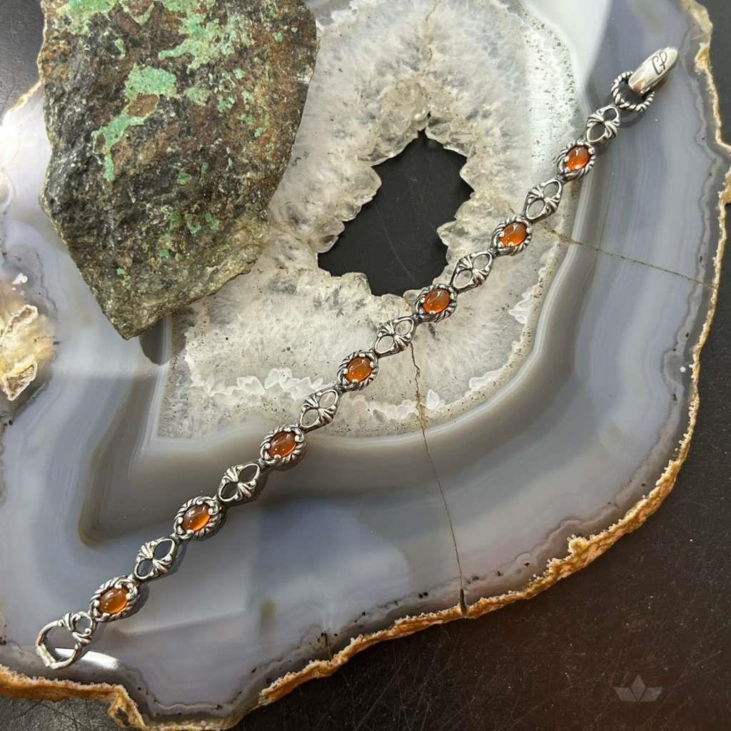Carolyn Pollack Sterling Silver 7 Oval Carnelian Link Bracelet For Women