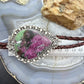 Sterling Silver Southwestern Style Large Teardrop Ruby Zoisite Bolo Tie For Men