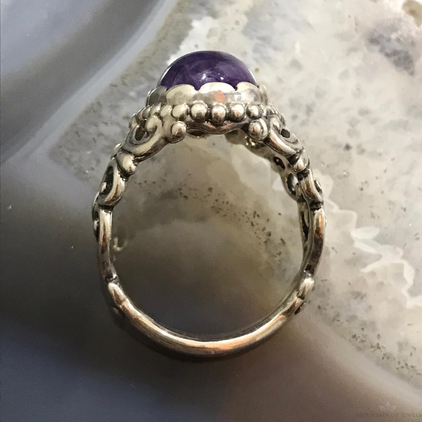 Carolyn Pollack Sterling Silver Oval Amethyst Dome Ring Size 8.25 For Women