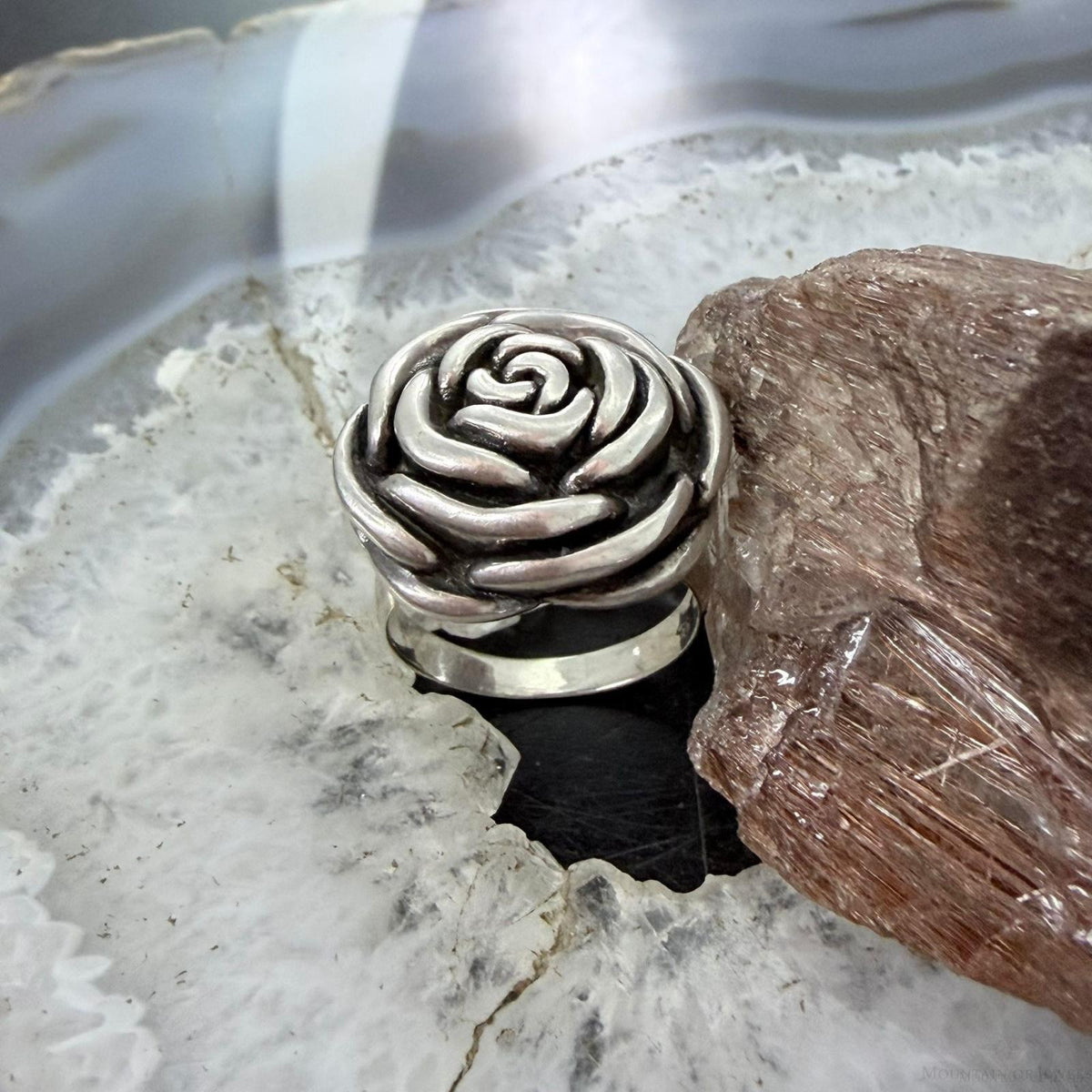 Sterling Silver Electroform Small Rose Fashion Ring Size 7.25 For Women