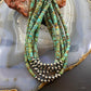 Turquoise Beads w/10 Navajo Pearl Beads 4 mm Sterling Silver 18" Unisex Necklace
