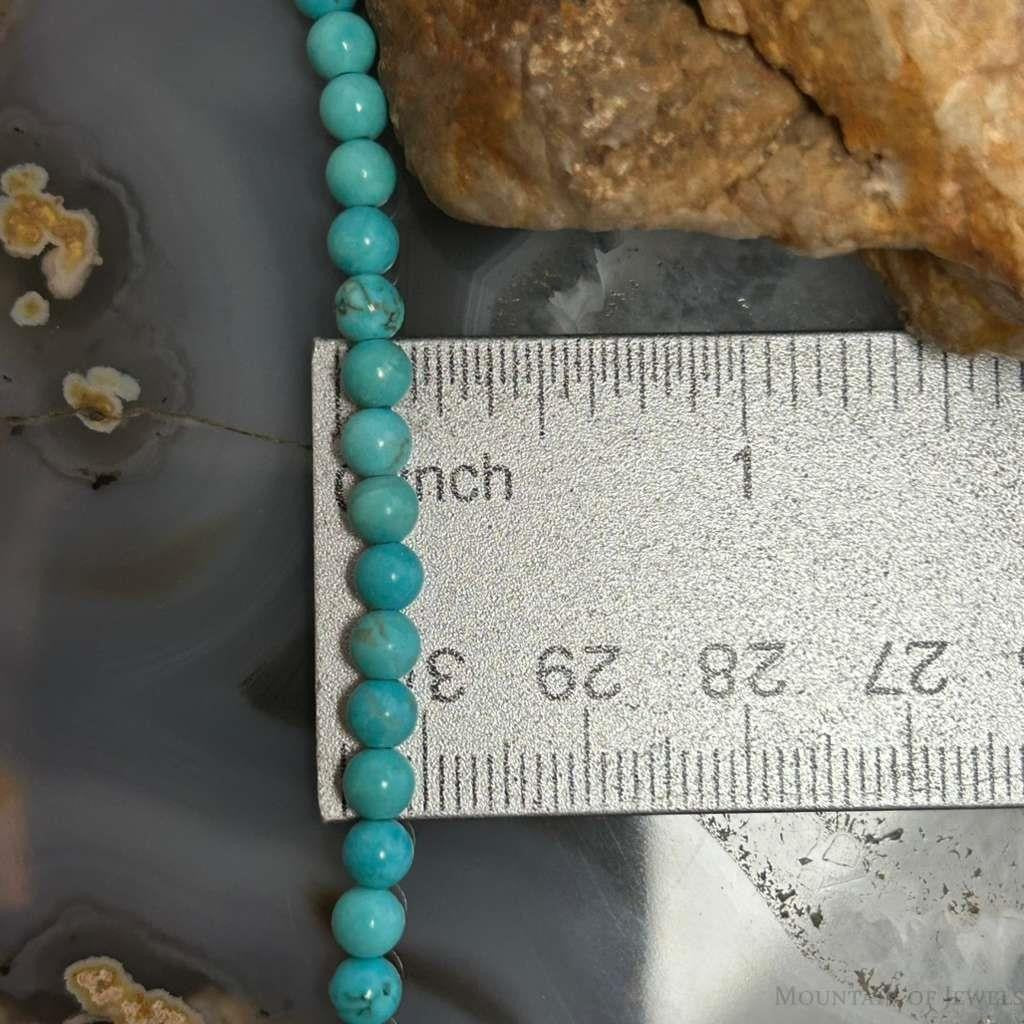 Sterling Silver 4mm Turquoise Rounded Beads 16" Necklace For Women