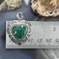 QT Quoc Sterling Silver Southwestern Style Malachite Heart Pendant For Women
