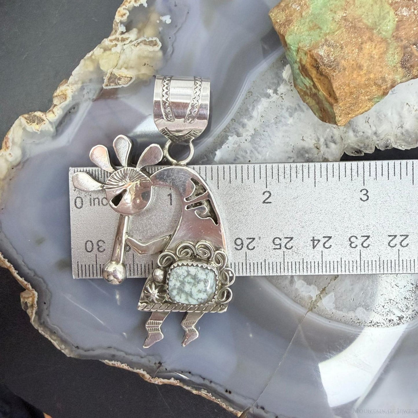 Alonzo Mariano Native American Sterling Silver w/Turquoise Kokopelli Pendant #1