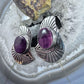 Abraham Begay Native American Sterling Silver Purple Spiny Oyster Overlay Post Earrings For Women