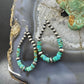 Sterling 4-6mm Navajo Pearl Southwester Style & 5mm Turquoise Bead Hoop Earrings For Women