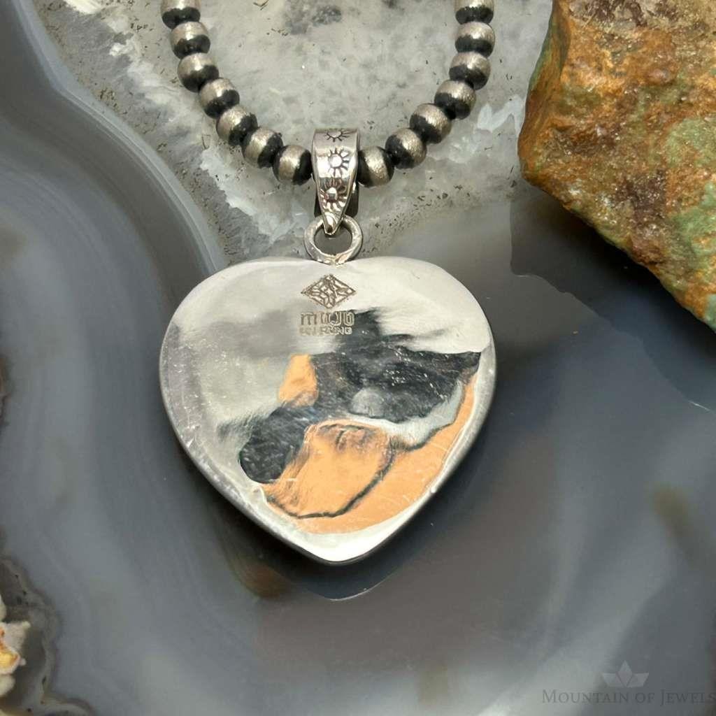 Sterling Silver Southwestern Style Cotton Candy Heart Pendant For Women #6