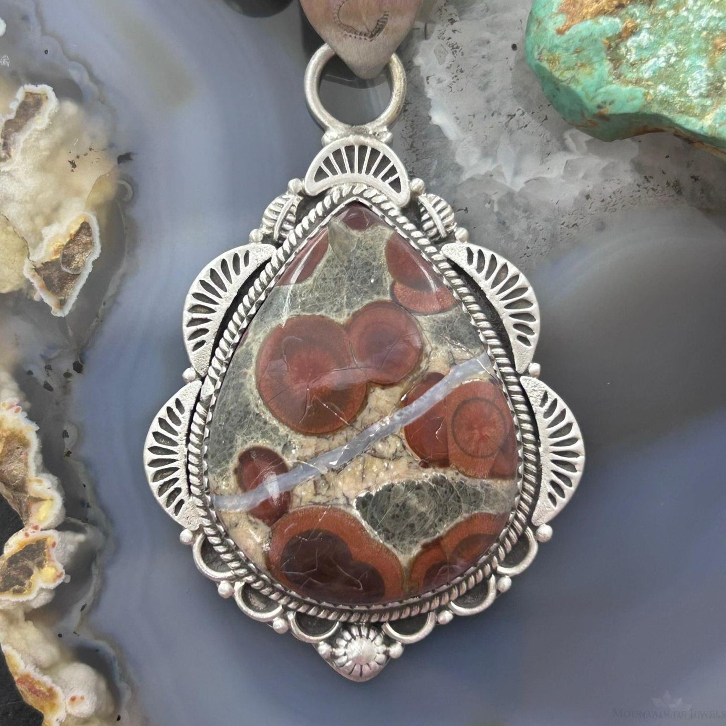 Sterling Silver Southwestern Style Teardrop Peanut Obsidian Pendant For Women #1