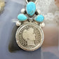 Genuine 1907 90% Silver Barber Head Dime Coin Mohave Turquoise Unisex Pendant