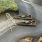 Vintage Silver Native American Turquoise Triangle Dangle Earrings For Women