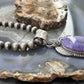 Sterling Silver Southwestern Style Oval Charoite Leaf Decorated Pendant For Women