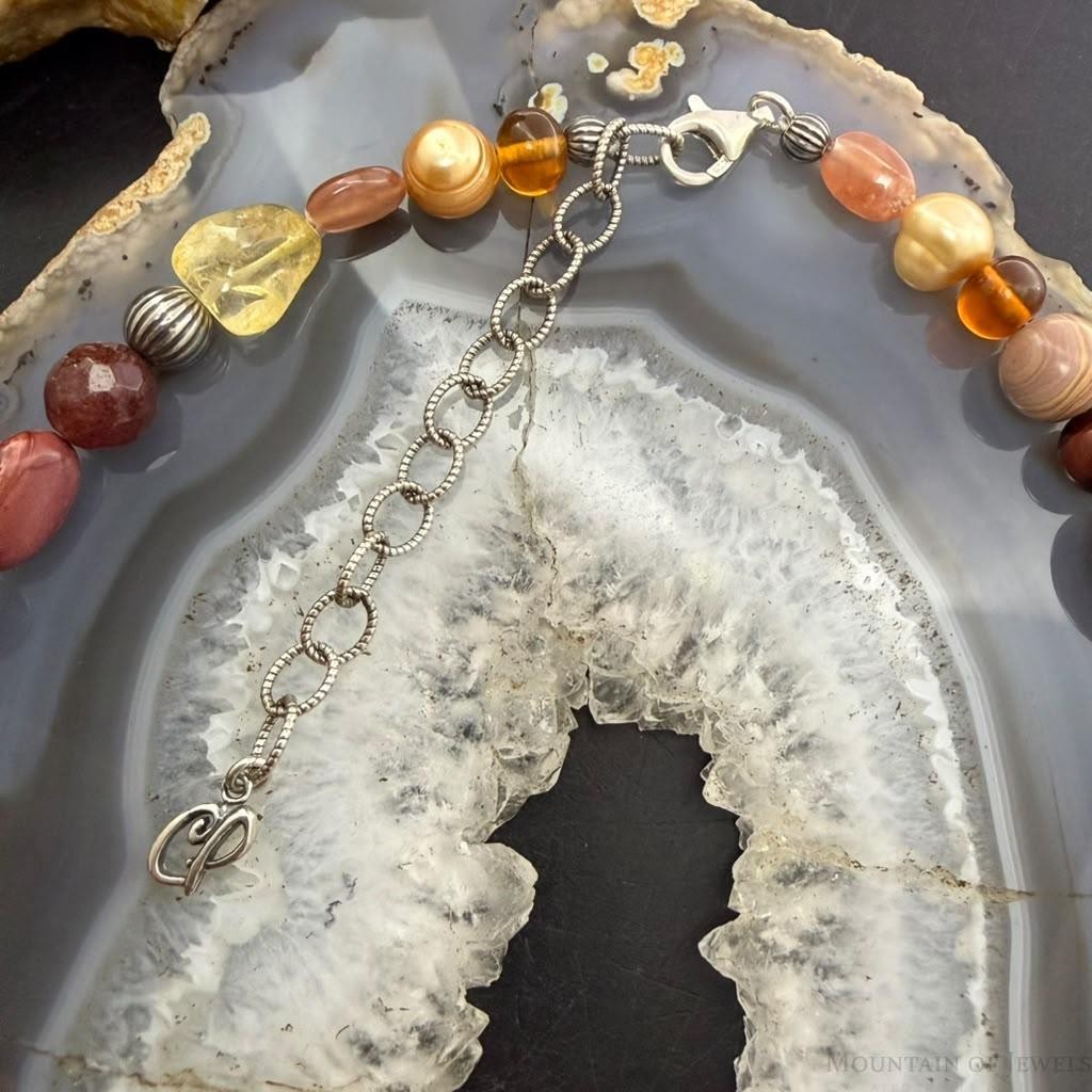 Carolyn Pollack Sterling Silver Multistone Beads 16"-20" Necklace For Women