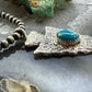 Gary Custer Navajo Native American Sterling Silver Tufa Cast Turquoise Arrowhead Unisex Pendant #1