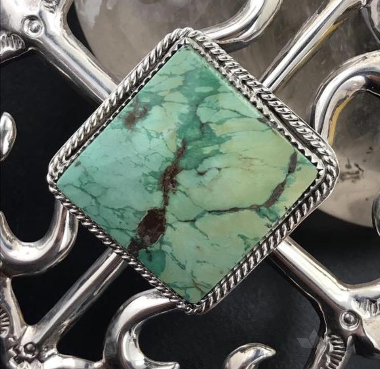 Frances J Begay Navajo Native American Sterling Silver Turquoise Belt Buckle