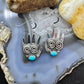 Alex Sanchez Sterling Silver Ancestors Hand Petroglyph With Turquoise Dangle Earrings For Women