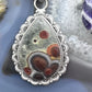 Sterling Silver Southwestern Style Teardrop Peanut Obsidian Decorated Pendant For Women