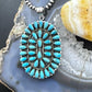 Sterling Silver Southwestern Style Turquoise Decorated Large Cluster Pendant For Women