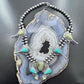 Carolyn Pollack Sterling Silver Turquoise & Serpentine Squash Blossom Necklace For Women