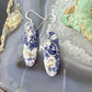 Sterling Silver Oval Sodalite Slab Dangle Earrings For Women #503