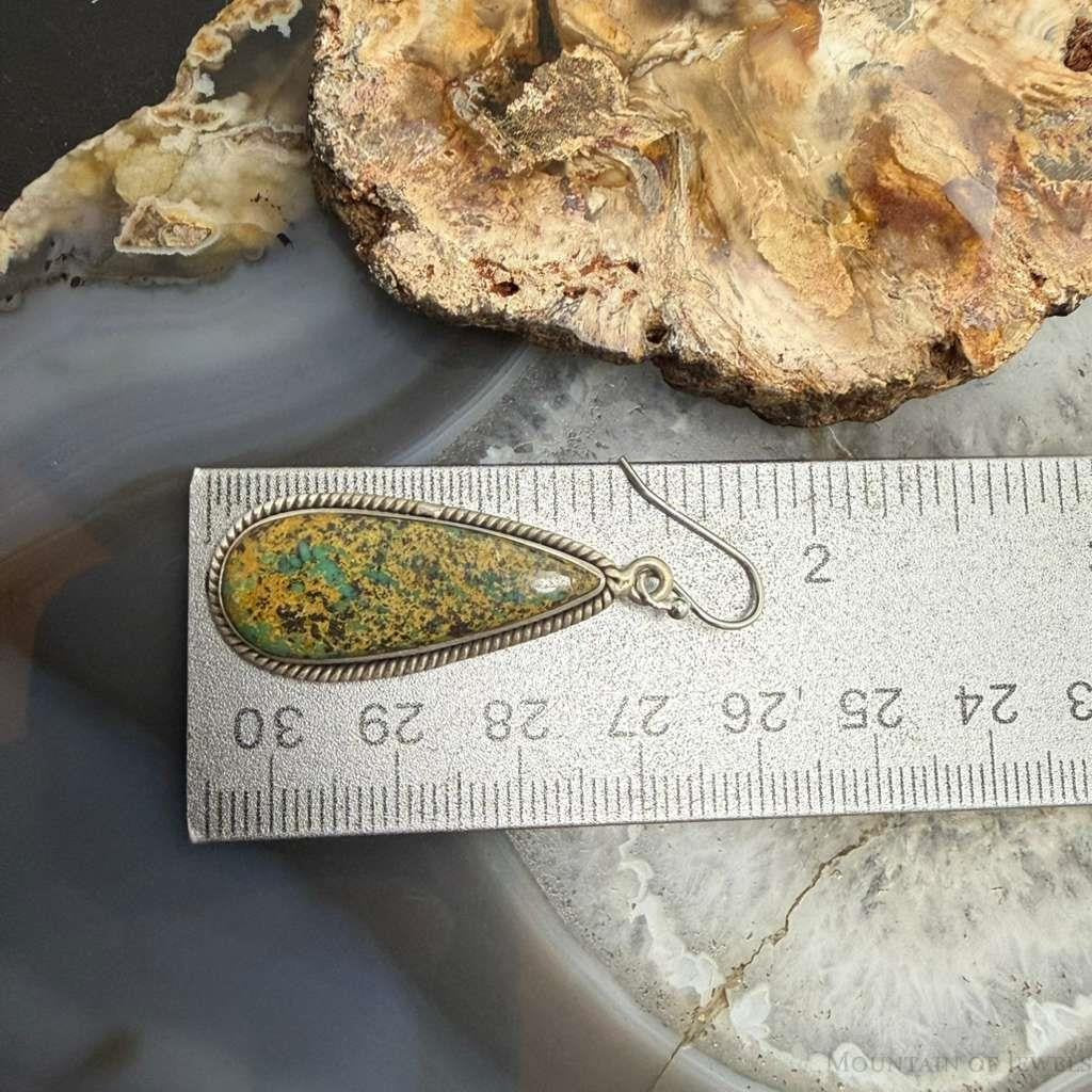 Sterling Silver Southwestern Style Teardrop Turquoise Dangle Earrings For Women