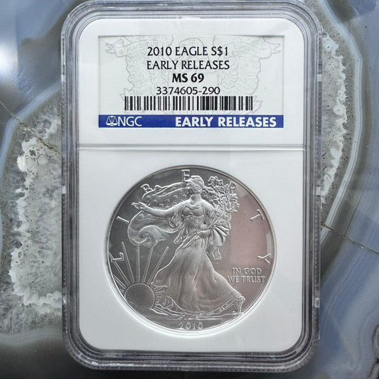 2010 US 1.0oz .999 Fine Silver American Silver Eagle NGC MS69 #3374605-290EX
