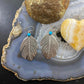 Brad Panteah Sterling Silver Turquoise Feather Texture Dangle Earrings For Women