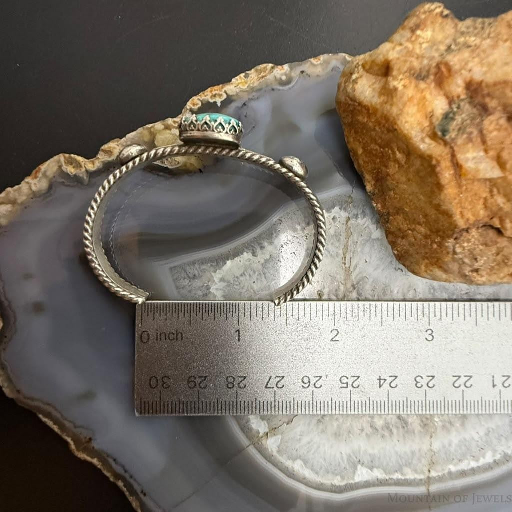 Lyle Wright Taos Pueblo Native American Silver Turquoise Bracelet For Women