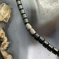 Hematite Beads with Hematite Fang Pendant Unisex 16" Necklace