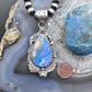 Sterling Silver Southwestern Style Teardrop Plume Doublet Agate Decorated Pendant For Women