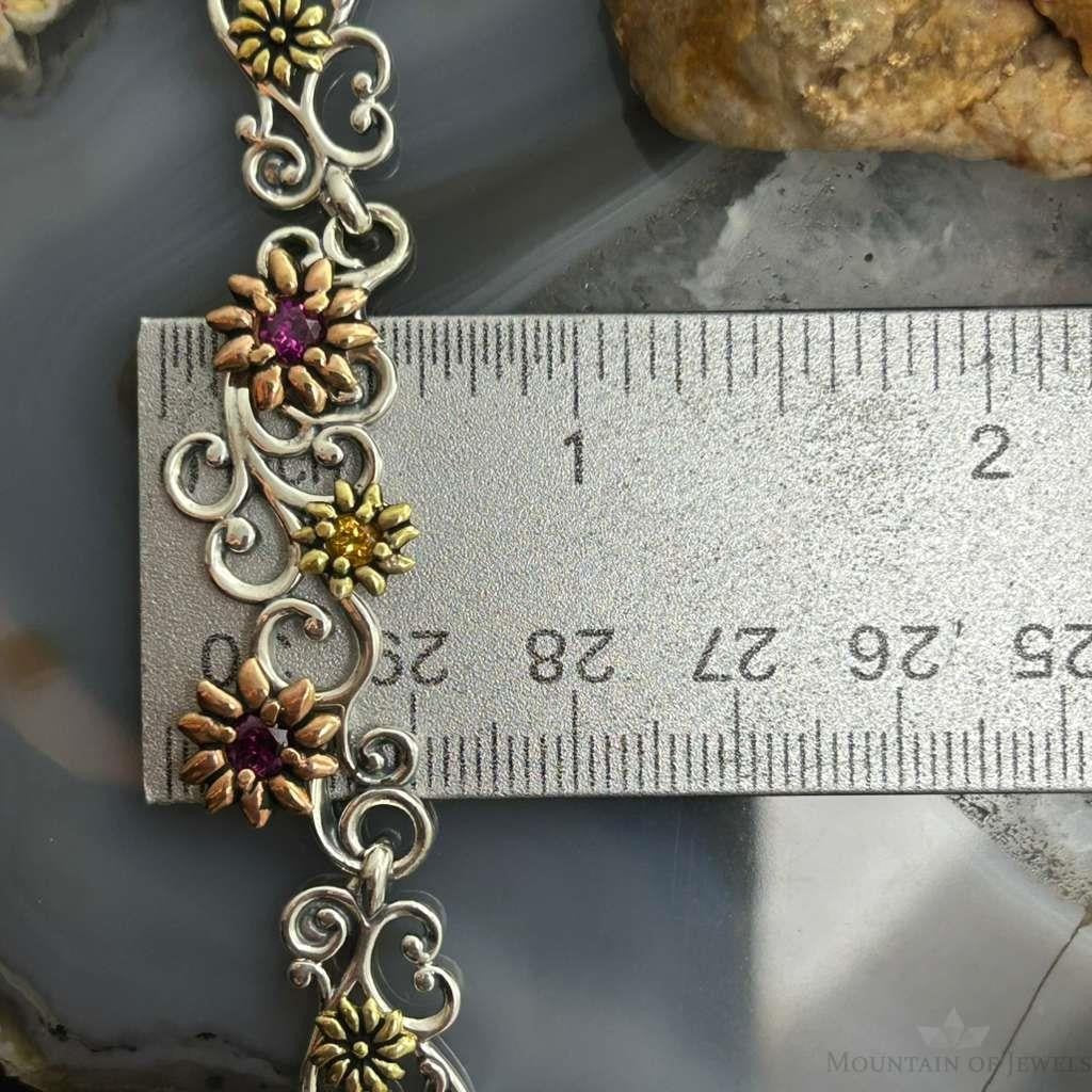 Carolyn Pollack Sterling Silver/Bronze/Brass Ruby & Citrine Necklace For Women