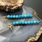 Sterling Silver 9 Rounded Turquoise Beads Long Dangle Earrings For Women