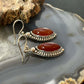 Sterling Silver Southwestern Style Marquise Carnelian Dangle Earrings For Women
